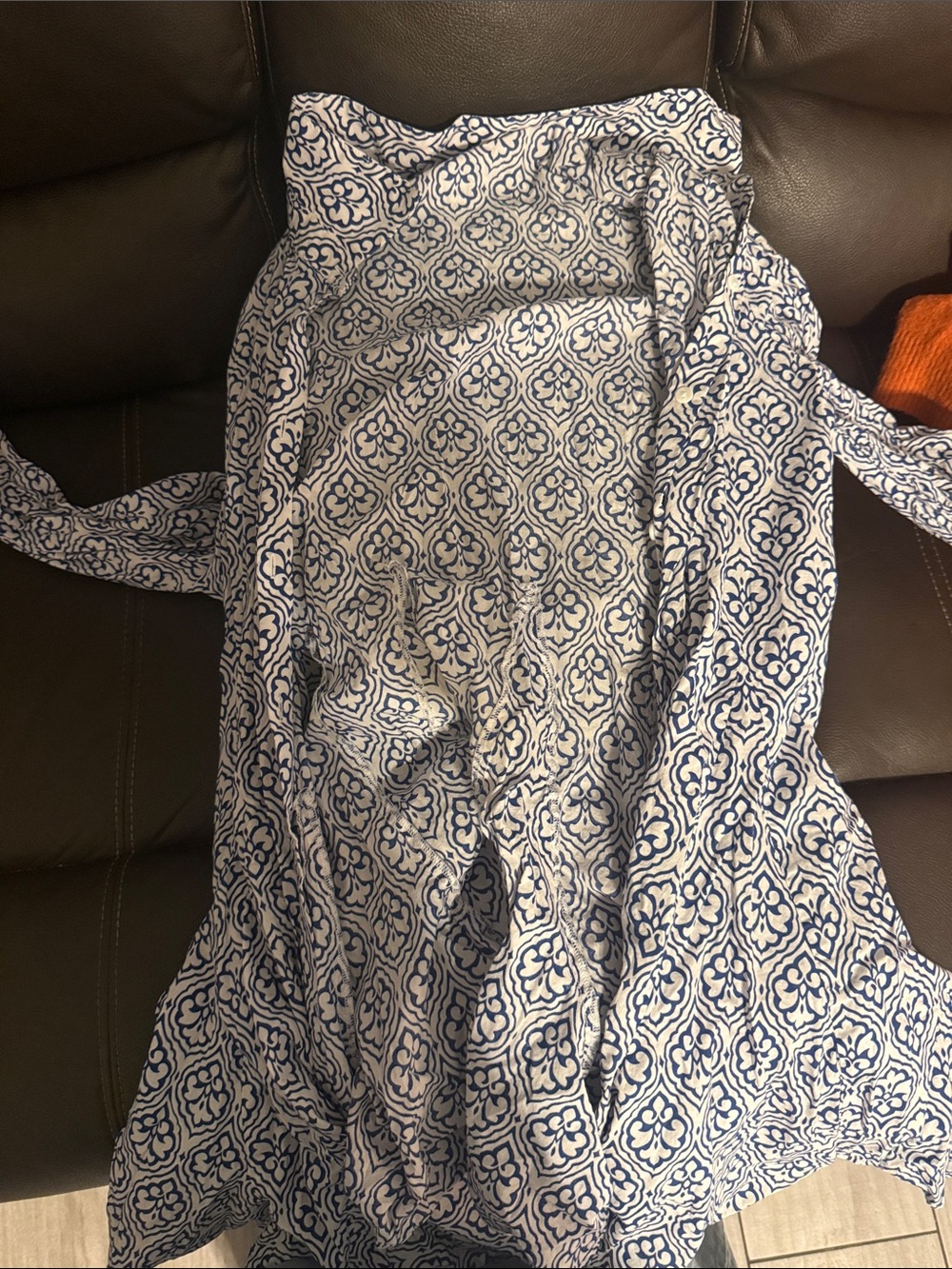Zara Blue and White Tile-Print Dress
